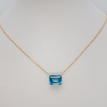 14K Yellow Gold Swiss Blue Topaz Necklace