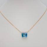 14K Yellow Gold Swiss Blue Topaz Necklace