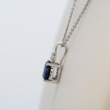 Minimalist Blue Sapphire and Natural Diamond Accent Pendant in Solid 14K Gold, Elegant Gemstone Pendant: Anniversary & Special Occasion Gift