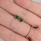 Vibrant Tsavorite Garnet Studs in Solid 14K Gold | Round 4mm