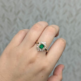 Elisa 14K Yellow Gold Colombian Emerald and Natural Diamonds Ring | AS 5mm