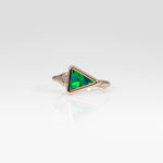 14K yellow gold boulder opal ring with diamond accents