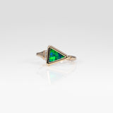 14K yellow gold boulder opal ring with diamond accents