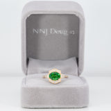 14K yellow gold tsavorite garnet ring with diamond accents