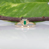 14K yellow gold colombian emerald ring with diamond accents