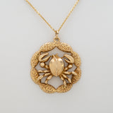 solid 14K yellow gold crab design estate pendant