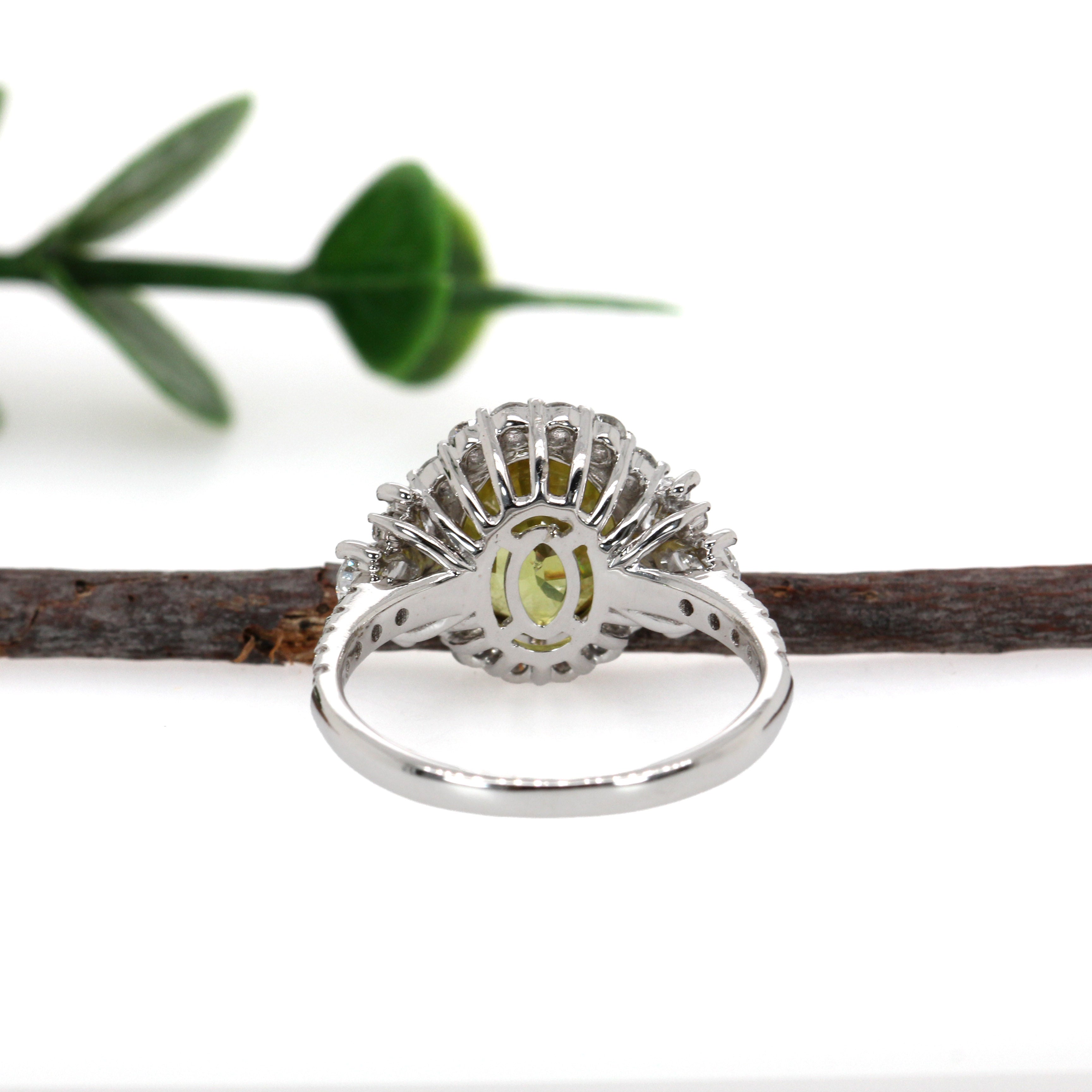 Rishi 14K White Gold 3.12cts Sphene Diamond Ring | Oval 10X8mm