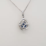 1.8Ct Blue Sapphire Pendant Necklace with Natural Diamond Halo, Solid 14K Gold Fine Jewelry 8x5mm: Gemstone Pendant for Women, Everyday Wear