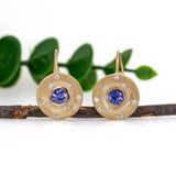 Mahi 14K Yellow Gold Tanzanite Diamond Earrings | Round 5mm