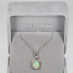 14K white gold ethiopian opal pendant