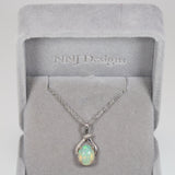 14K white gold ethiopian opal pendant