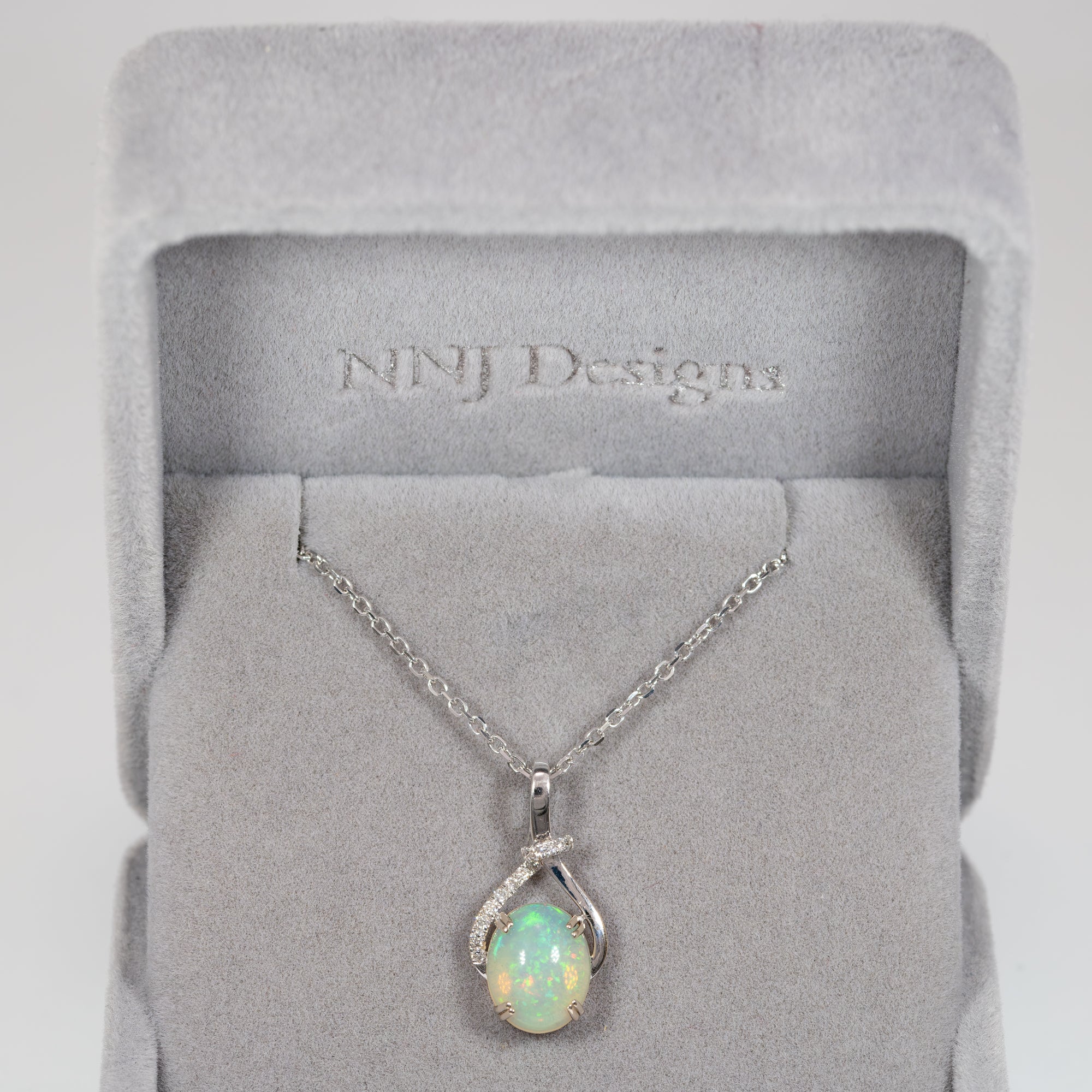 14K white gold ethiopian opal pendant