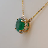 Elegant 1.8Ct Natural Zambian Emerald and Earth Mined Diamond Accents: Solid  14K Gold – Round 8mm Emerald Jewelry