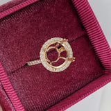 Angel Engagement Round Halo Ring Setting w Diamond Accents | Round 4.5mm  9mm 10mm 11mm 11.5mm