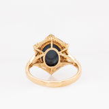Seraphina 14k Solid Gold Star Sapphire Ring with Natural diamonds Halo | 11x9mm