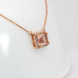 Natural Morganite & Diamond Halo Pendant Necklace in Solid 14K Gold with Attached Chain – Elegant Pink Gemstone Jewelry for Women