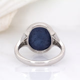 Ariana 14K Solid White Gold Star Sapphire and Diamond Ring | OV 13x11mm