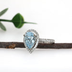 Alaina 14K White Gold 2.18cts Aquamarine Diamond Ring | Pear Shape 10.5x6.5mm