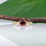 14K yellow gold red spinel ring with diamond accents
