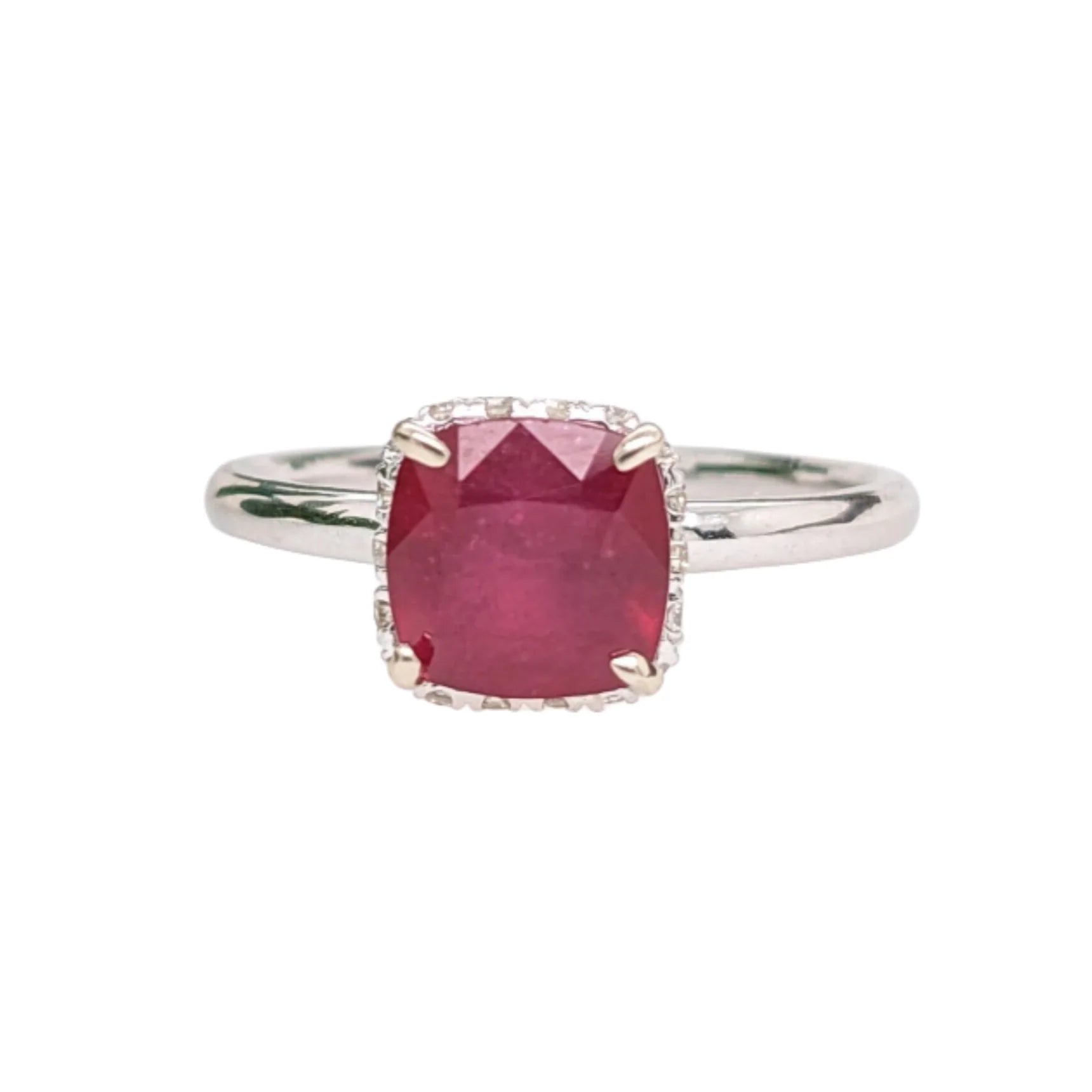 1.7ct Stunning Red Ruby Diamond Halo Ring in 14K Gold – Elegant Fine Jewelry