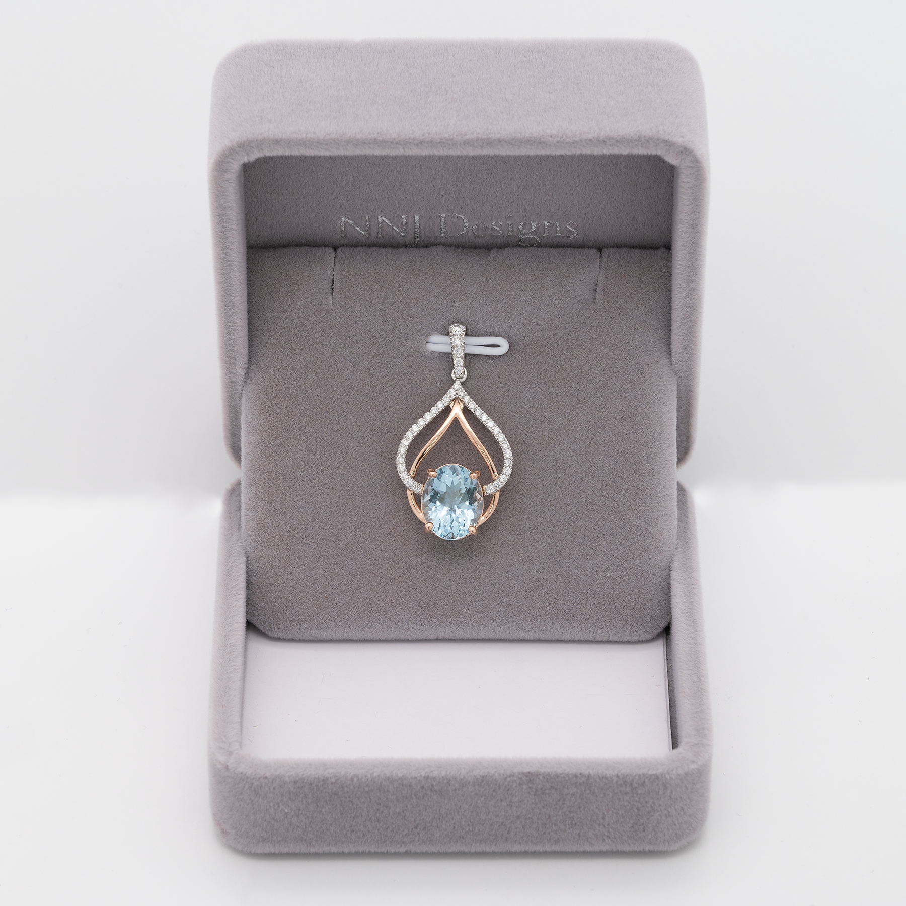 14K white & rose gold aquamarine pendant