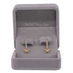 14K yellow gold diamond bow leverback earrings