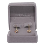 14K yellow gold diamond bow leverback earrings