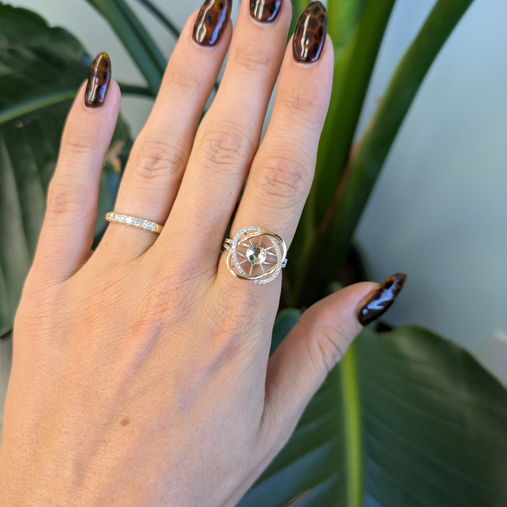 14K white & rose gold diamond semi-mount ring