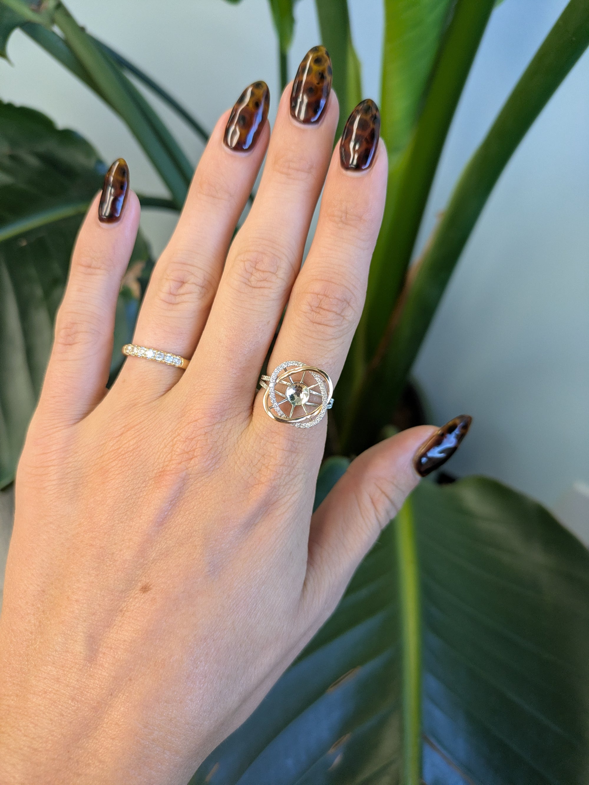 14K white & rose gold diamond semi-mount ring