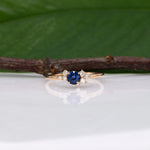 14K yellow gold Ceylon blue sapphire ring with diamond accents