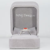 14K white gold padparadscha sapphire ring with diamond accents