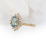 Rosily Solid 14k Gold Aquamarine Ring with Natural Diamonds Accents, Oval 9x7mm