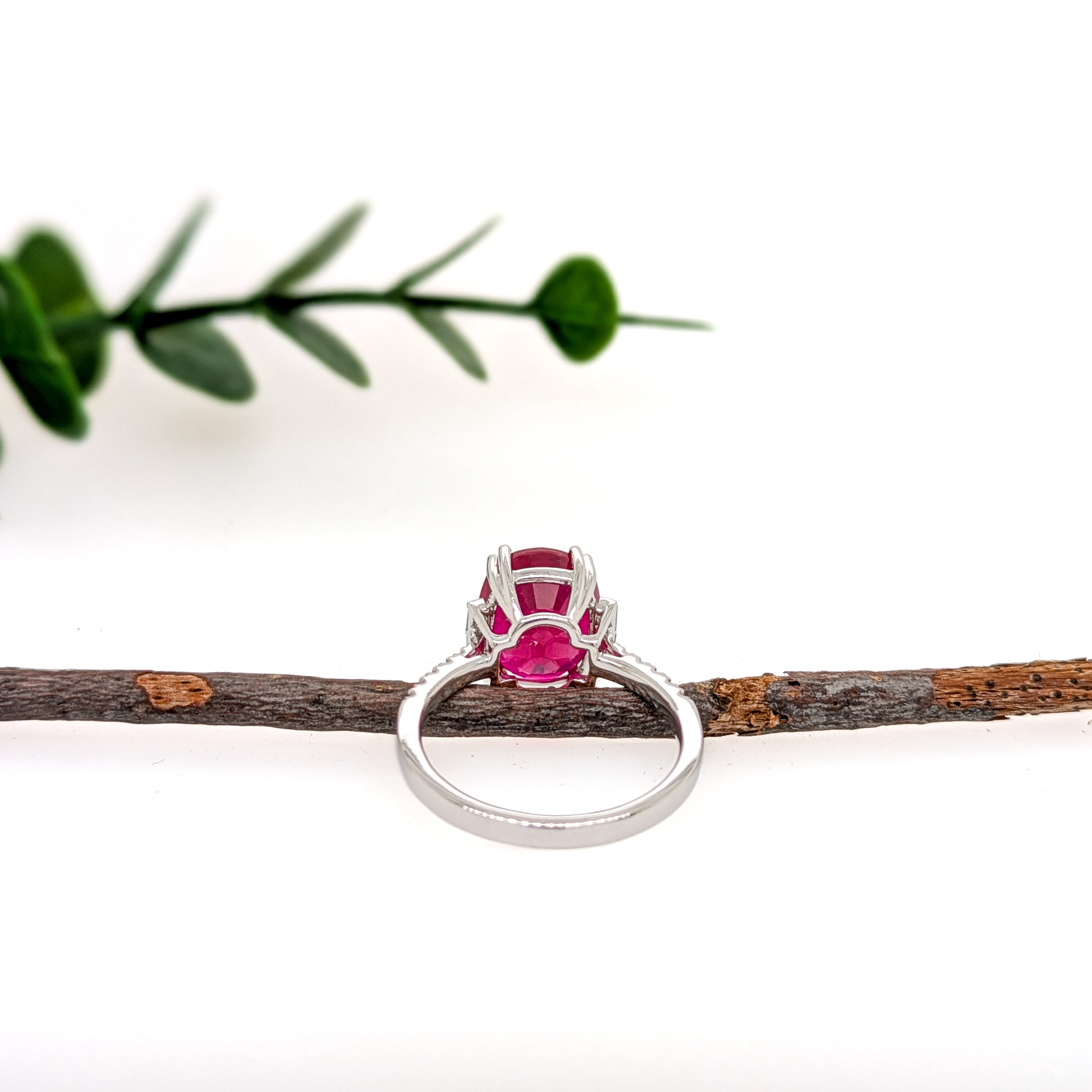 Renu 14K White Gold 5.8cts Madagascar Ruby Diamond Ring | Oval 10.3x7mm