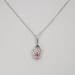 14K white gold padparadscha sapphire pendant