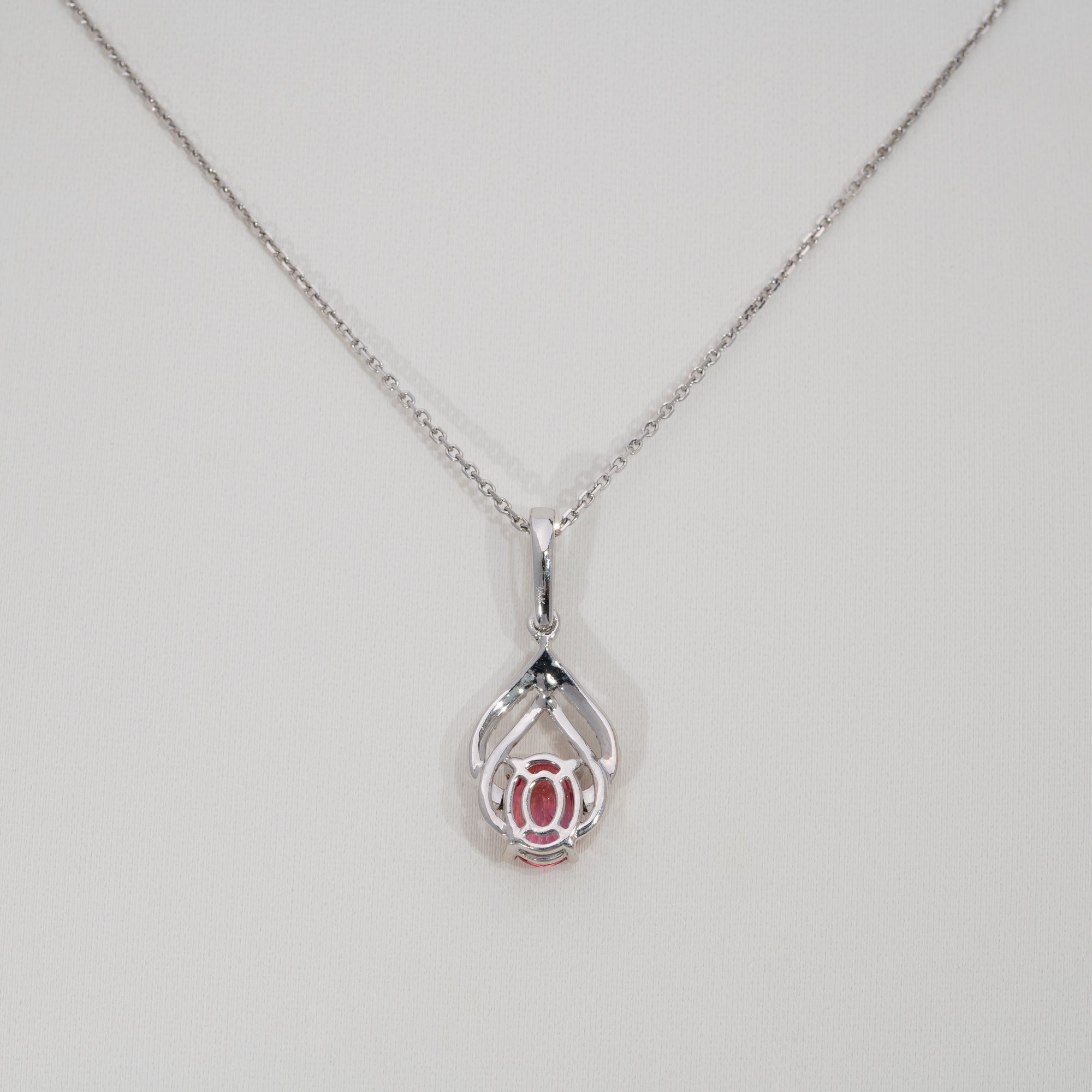 14K white gold padparadscha sapphire pendant
