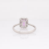 Rella Solid 14k White Gold Pink Sapphire Ring with Natural Diamond Accents | Emerald cut, 7x5mm