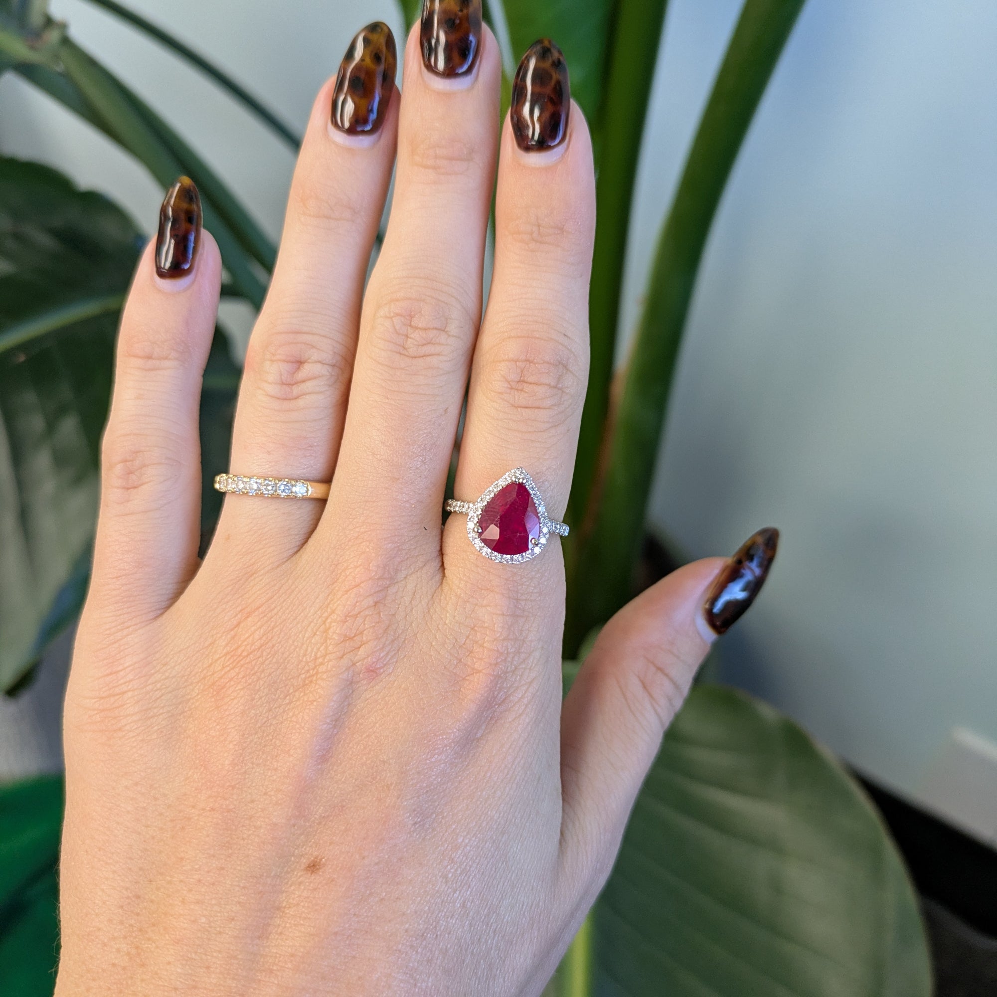 14K white gold madagascar ruby ring
