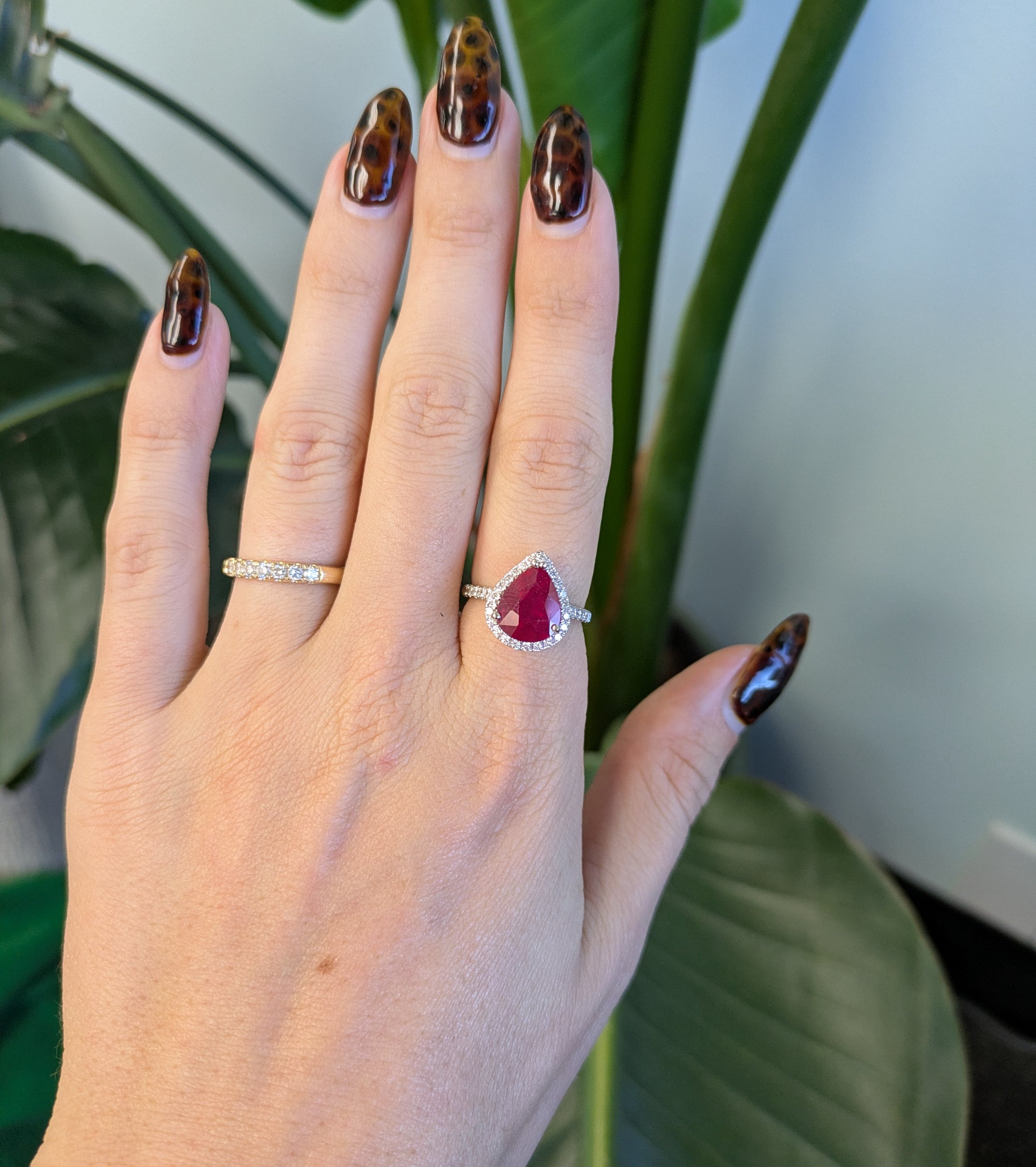 14K white gold madagascar ruby ring