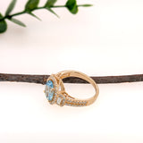 Anika 14K Solid Yellow Gold Aquamarine and Diamond Ring | OV 10x8mm