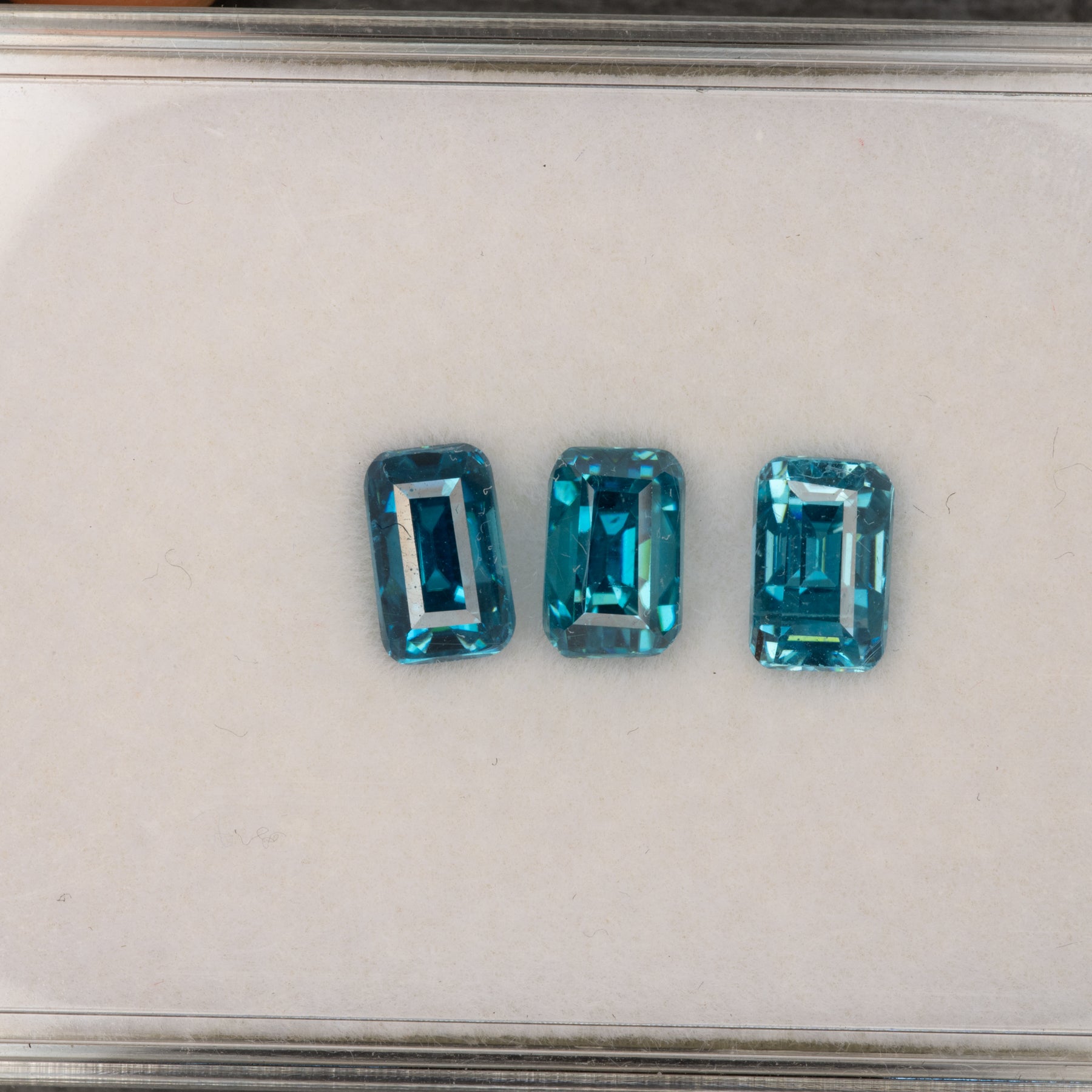 natural cambodian blue zircon emerald cut loose gemstone