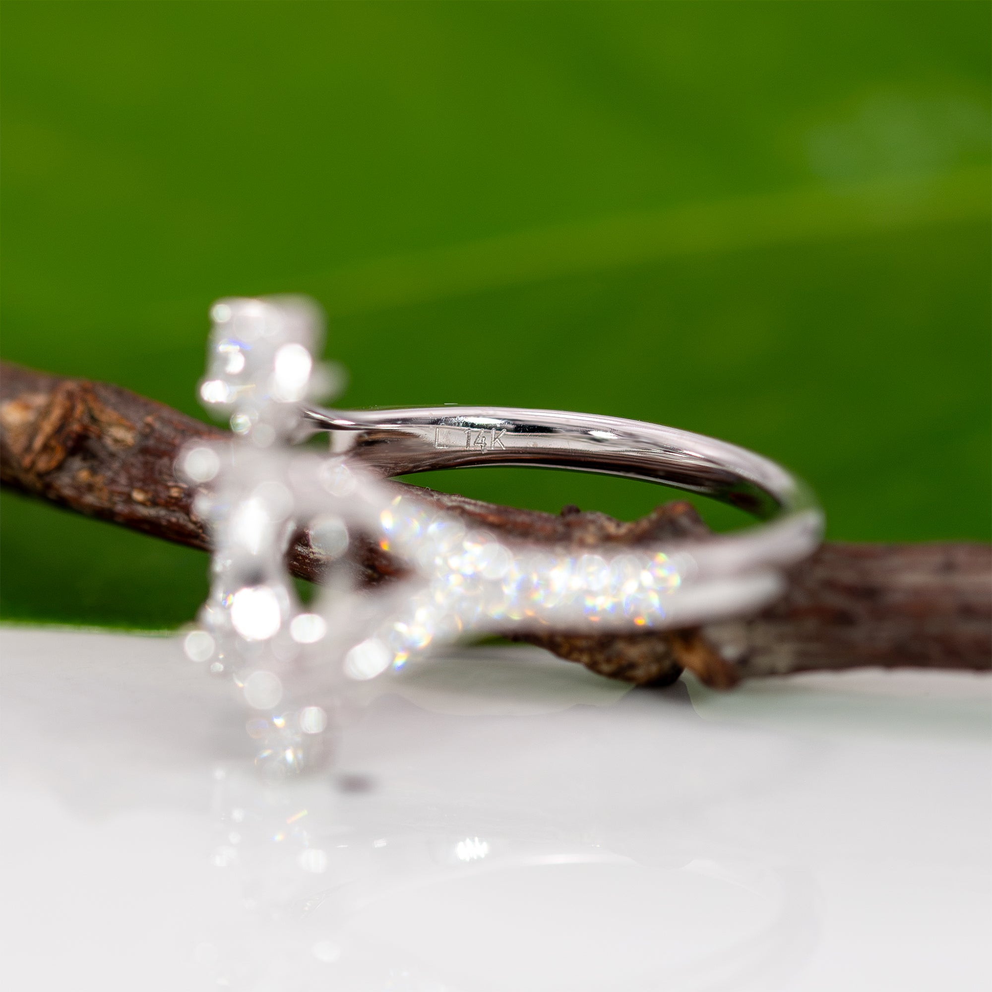 14K white gold lab diamond semi-mount ring setting