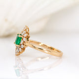 Elisa 14K Yellow Gold Colombian Emerald and Natural Diamonds Ring | AS 5mm