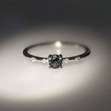 Natural Alexandrite Ring w Natural Diamonds in Solid 14K White Gold Round 4mm