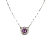 Eloise Solid 14K Gold Pink Sapphire Pendant Attached Chain with Natural Diamonds