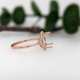 Lovely East West Oval Ring Semi Mount with a Halo of Natural Diamond Accents in Solid 14k Gold | Oval Shape | Customizable