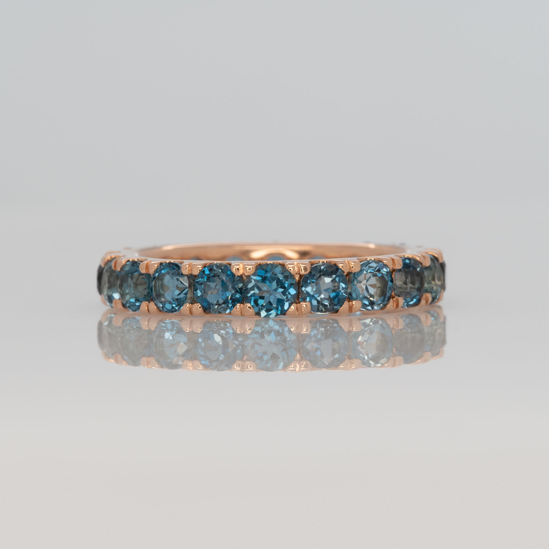 14K rose gold London blue topaz cluster ring