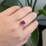 Sirena 14K White Gold Bi-Color Tourmaline and Natural Diamonds Ring | EM 9x7mm