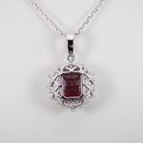 14K white gold rhodolite garnet pendant