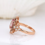 Michelle 14K Rose Gold Cor De Rosa Morganite and Diamond Ring | OV 10x8mm