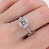 Angel Series East West Oval Ring Setting in 14K Solid Gold with a Natural Diamond Halo | Oval Shape 7x5 8x6 9x7 Customizable